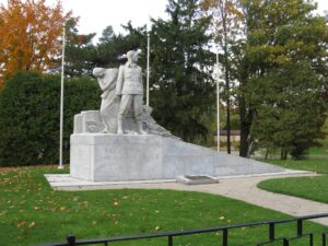 The Welland-Crowland War Memorial, a stone-and-bronze monument in Chippawa Park, Welland, Ontario, honouring the war dead of the city and the former Crowland Township.