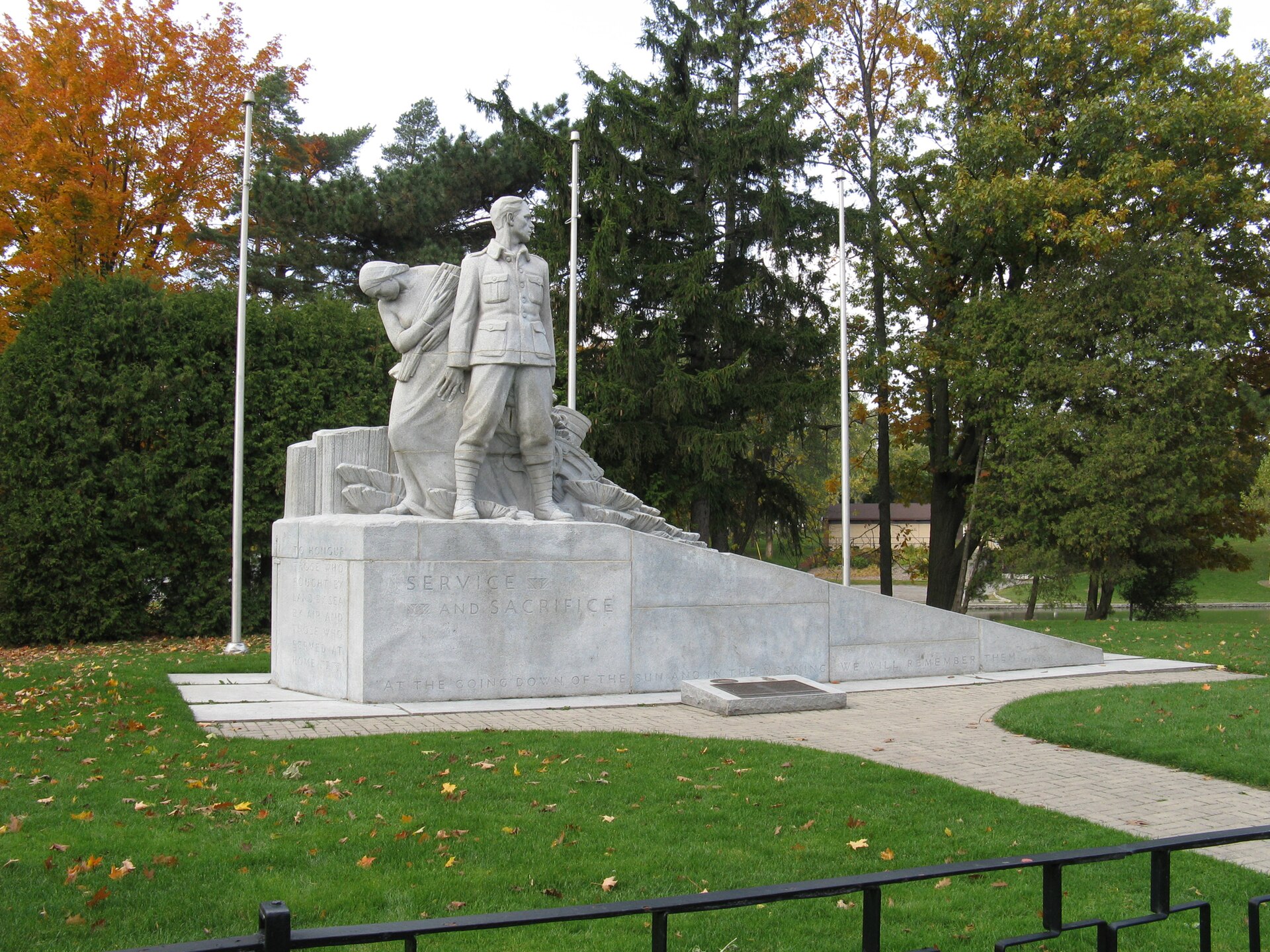 The Welland-Crowland War Memorial, a stone-and-bronze monument in Chippawa Park, Welland, Ontario, honouring the war dead of the city and the former Crowland Township.